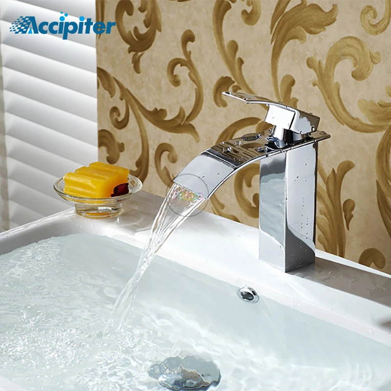 شلال حوض حمام مزخرف صنبور واحدة ليفر كروم النحاس الساخنة والباردة حوض غسل خلاط الصنابير Torneira شلال حوض حمام مزخرف صنبور واحدة ليفر كروم النحاس الساخنة والباردة حوض غسل خلاط الصنابير Torneira