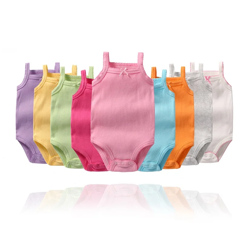 

Baby Fashion Girls New Brand 100% Cotton One-piece Romper Single Breasted Camisole Baby's Climbing Clothes