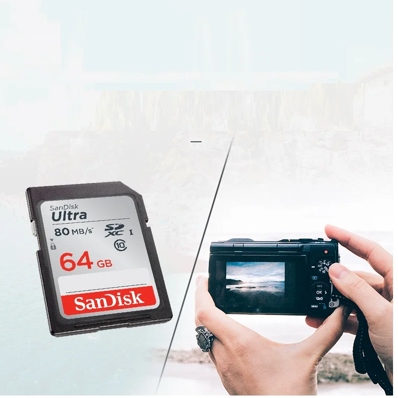 SanDisk Ultra SD карта 32GB16GB sd карта памяти 64GB 128GB C10 80 МБ/с. SDHC/SDXC UHS-I для камеры cartao sd carte memoire