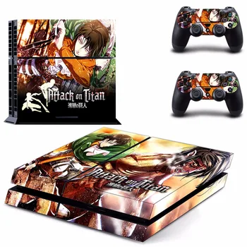 

New Attack on Titan 2 Decal PS4 Skin Sticker For Sony Playstation 4 PS4 Console protection film +2Pcs Controller protective