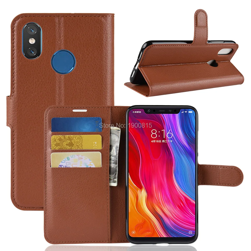 Чехол для Xiaomi 8 8se кожаный флип кейс Mi se с подставкой и кошельком защитный чехол