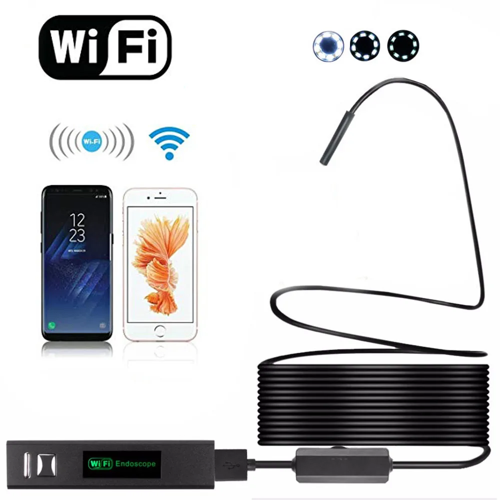 1200 P эндоскоп HD 1080 P Wifi эндоскоп камера 1 м 2 м 3,5 м 5 м 10 м USB осмотр Водонепроницаемый Бороскоп камера жесткий кабель трубка