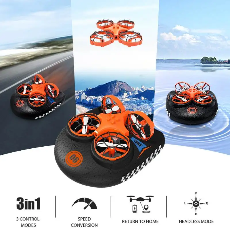 Eachine E016F 3-in-1 EPP Flying Air Boat Land Driving Mode Detachable One Key Return RC Quadcopter RTF Automatic Alarm Eachine E016F 3-in-1 EPP Flying Air Boat Land Driving Mode Detachable One Key Return RC Quadcopter RTF Automatic Alarm
