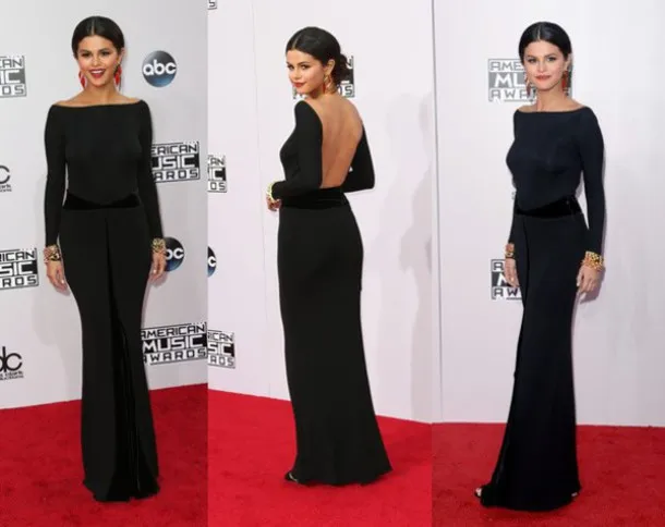 selena gomez vestido preto