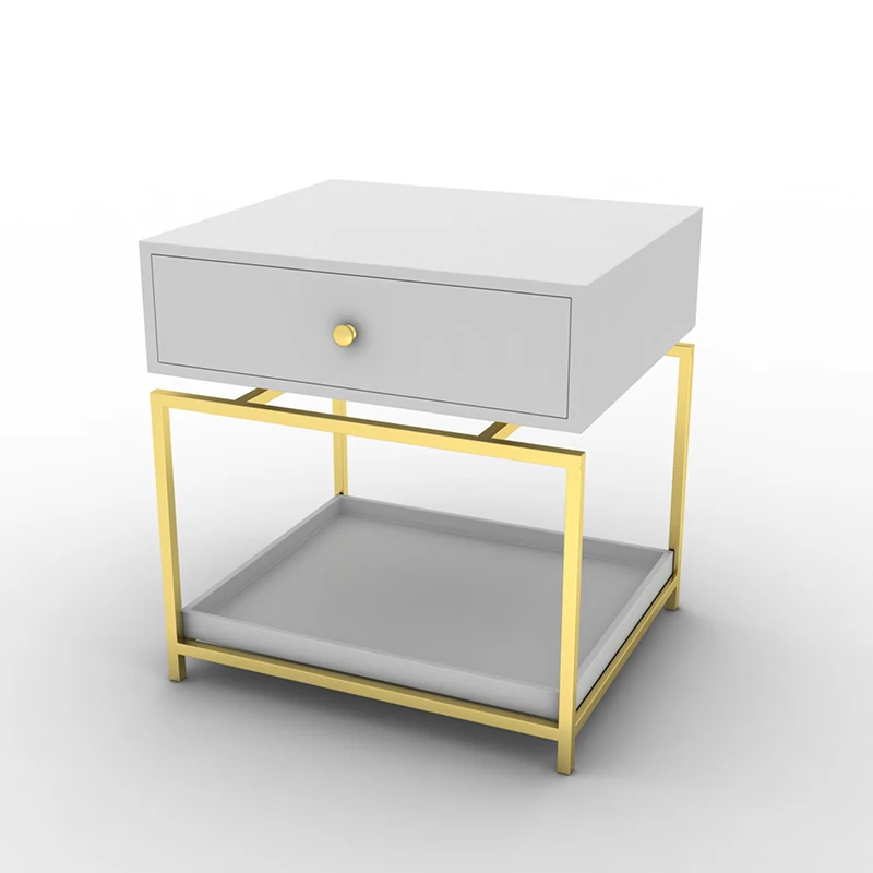 Cheap Luxury Modern Iron Casting Golden Nightstand Coffee End Bedside Table Home Furniture Nightstands Cabinet Cupboard Living Room 5