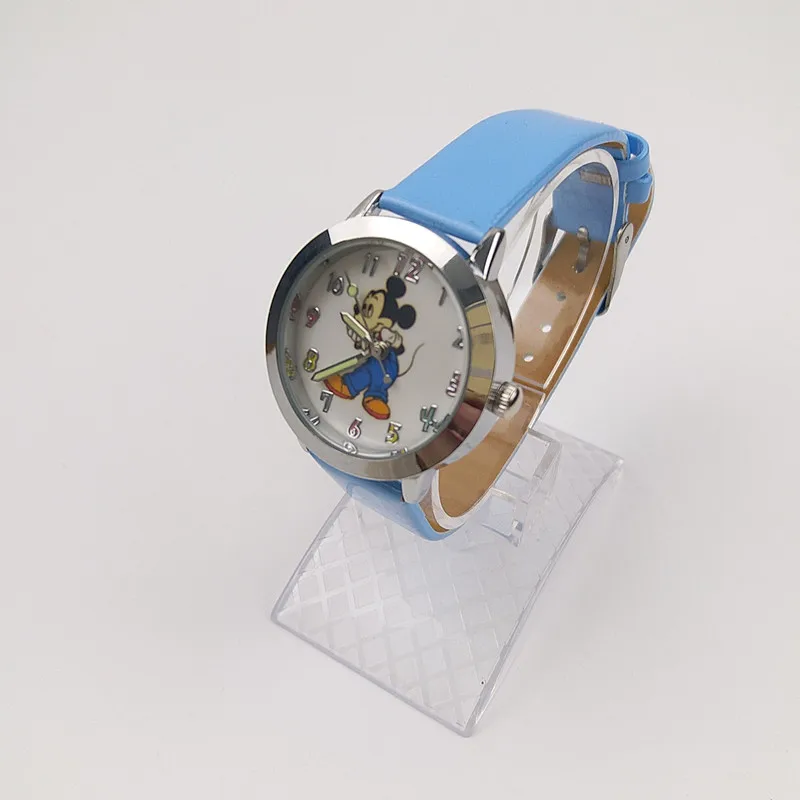 10 блок/Лот с Микки Маусом Мышь часы для мальчиков и девочек маленькие кожаные ремни детей Кварцевые часы наручные часы Relogio