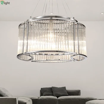 

Modern Glass Tube Led Pendant Chandeliers Lights Lustre Chrome/Gold Metal Dining Room Led Chandelier Lighting Luminaria Fixtures