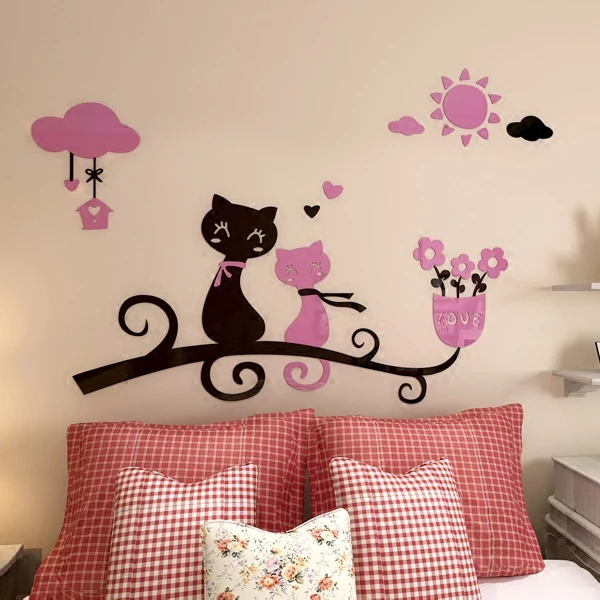 724 50 De Réductionnouveauté Dessin Animé Amour Chat 3d Stickers Muraux Maternelle Chambre Denfants Décoration Murale Chambre Salon Autocollant