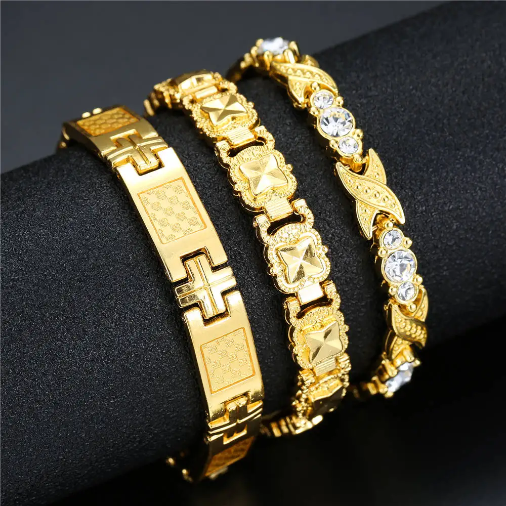 Роскошный Здоровый Магнитный браслет для женщин и мужчин, золотые терапевтические магнитики, браслеты из нержавеющей стали, мужские Т-браслеты