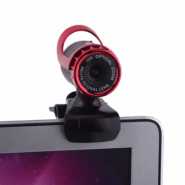 Red Color USB 2.0 12 Mega Pixels Clip on Webcam Web Camera HD 360