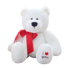 Год Рождественский подарок I Love You красная лента белый полярный медведь плюшевые игрушки 33 см Размеры 1 шт./упак. подарок на день рождения сидеть