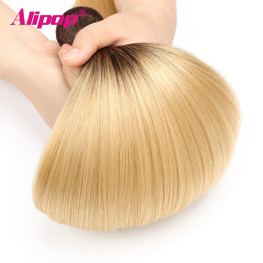 T1B 613 Bundles Brazilian Hair Straight Human Hair 3 4 Bundles Dark Roots Blonde Bundles Ombre Non Remy Hair Extensions ALIPOP  (5)