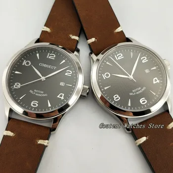 

42mm Corgeut Stainless Steel Case Date Black Dial Sapphire Automatic Men's Watch