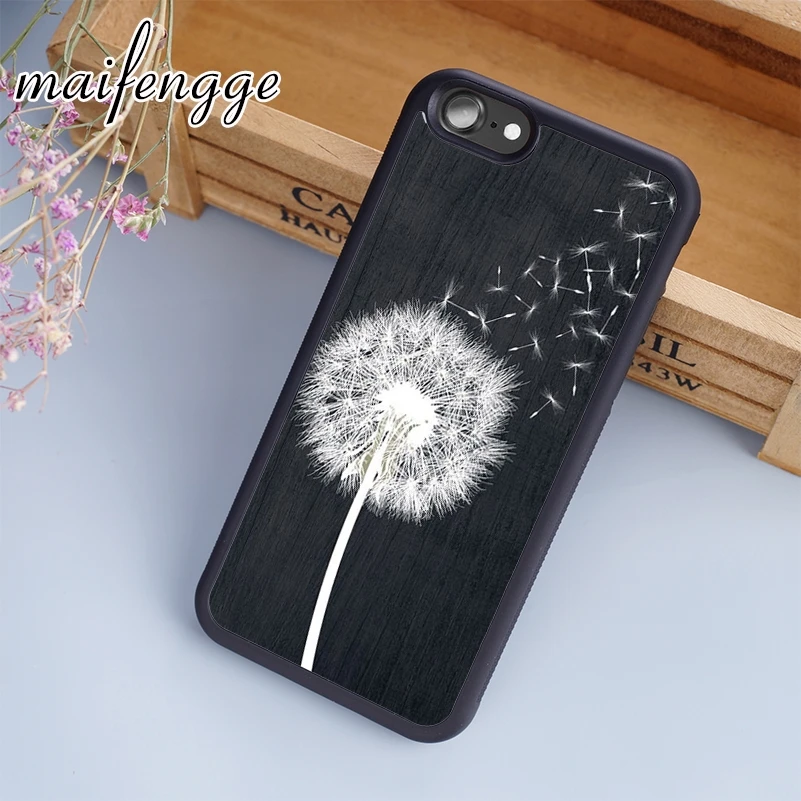Чехол maifengge из черного дерева с одуванчиком для iPhone 5 6 6s 7 8 plus X XR XS max 11 12 Pro Samsung Galaxy
