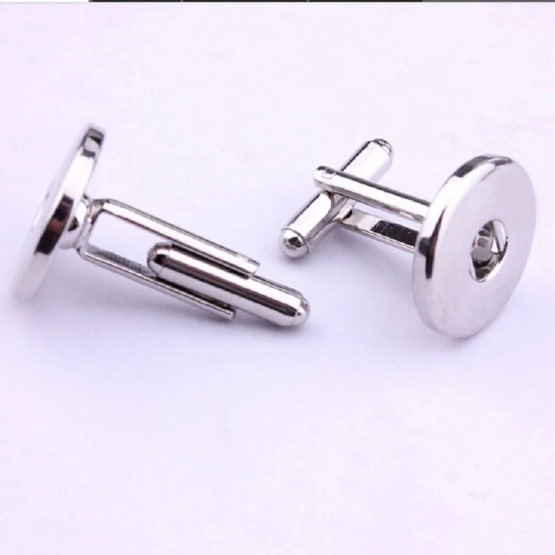 5 Pairs Round Alloy Silver Snap Cuff Links Cufflinks Fit 18mm Snap