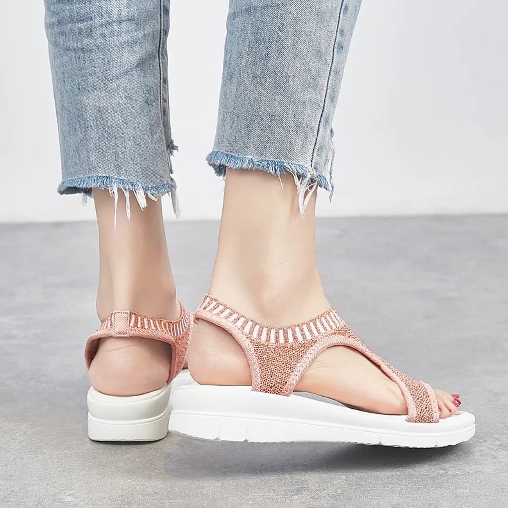 Sandalias de verano para mujer/Босоножки на платформе женские летние шлепанцы на толстой платформе повседневные сандалии из флока в римском стиле# 4gh