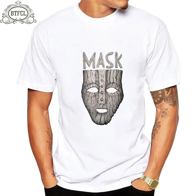 

BTFCL Men T Shirt Tee Mask Print T Shirt Summer Mens Tshirt Cotton Short Sleeves Funny T Shirts