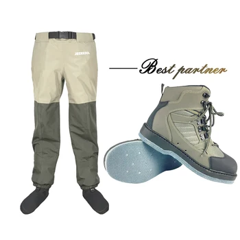 Fly Fishing Waders Waist Pants Outdoor Hunting Wading Pants Aqua Sneakers Felt Sole with 12 Nails Fishing Boots Rock Shoes FYM1