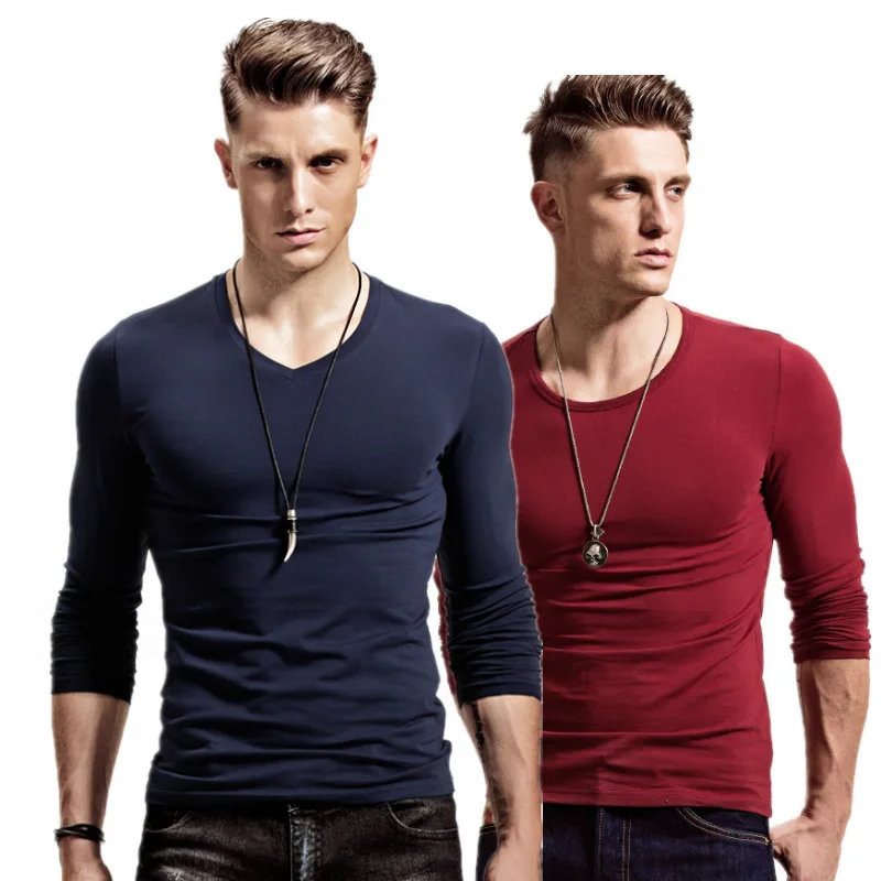 

Men Summer Autumn T shirt round neck Solid color black red short sleeve T-shirt trend casual young shirt Long shirt