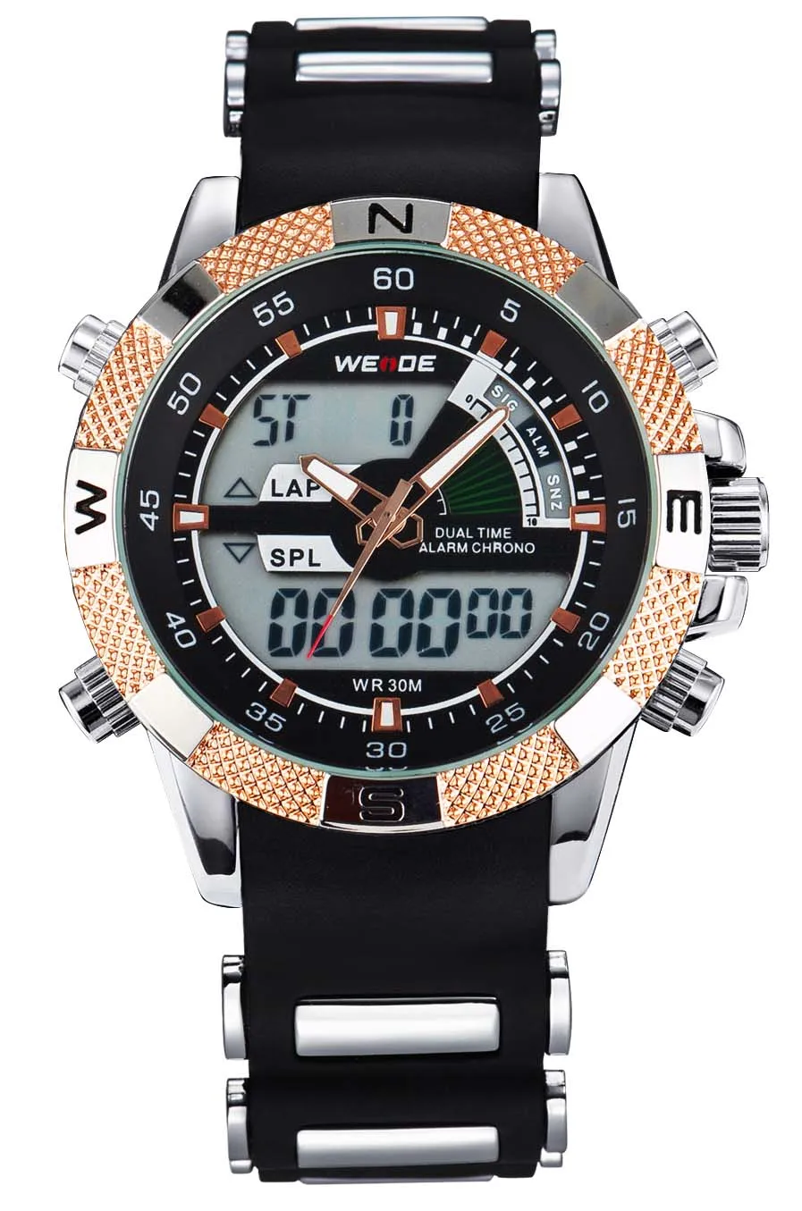 Вайде мужские часы лучший люксовый бренд цифровые автоматические часы мужчин противоударный водонепроницаемый часы кварцевые мужские спортивные наручные часы - Цвет: Золотой