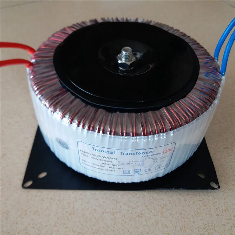 60V 20A тороидальный трансформатор 1200VA 230V меди изготовленный на заказ изолирующий