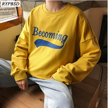 

2019 Spring Cotton Letter Print Sweatshirt Loose Oversized Hoodies Korean Fashion Hip Hop Streetwear Hoodie Pullover M-XL