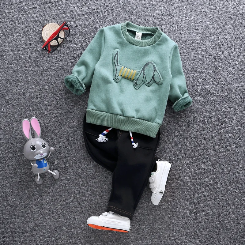 Winter New Boy Thickening Sweatshirt Pants 2 Piece Children Suit 0 3.5 ...