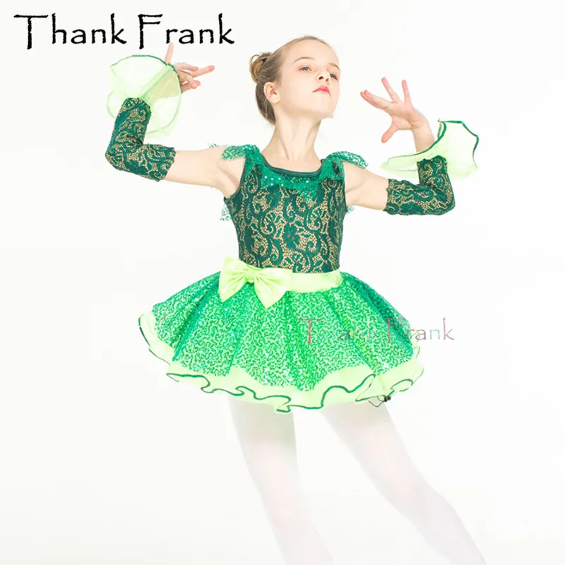 New Palace Lace Ballet Tutu Dress Girls Kids Ruffle Neckline Bow Modern