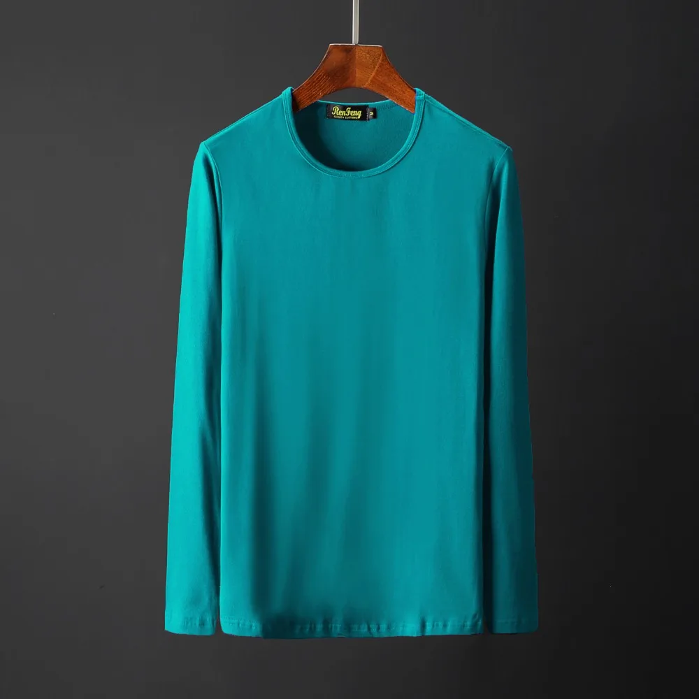 Men's Cotton Solid color underwear clothing close-fitting Long sleeve Relax breathable strench O neck undershirts Cool shirt (8)