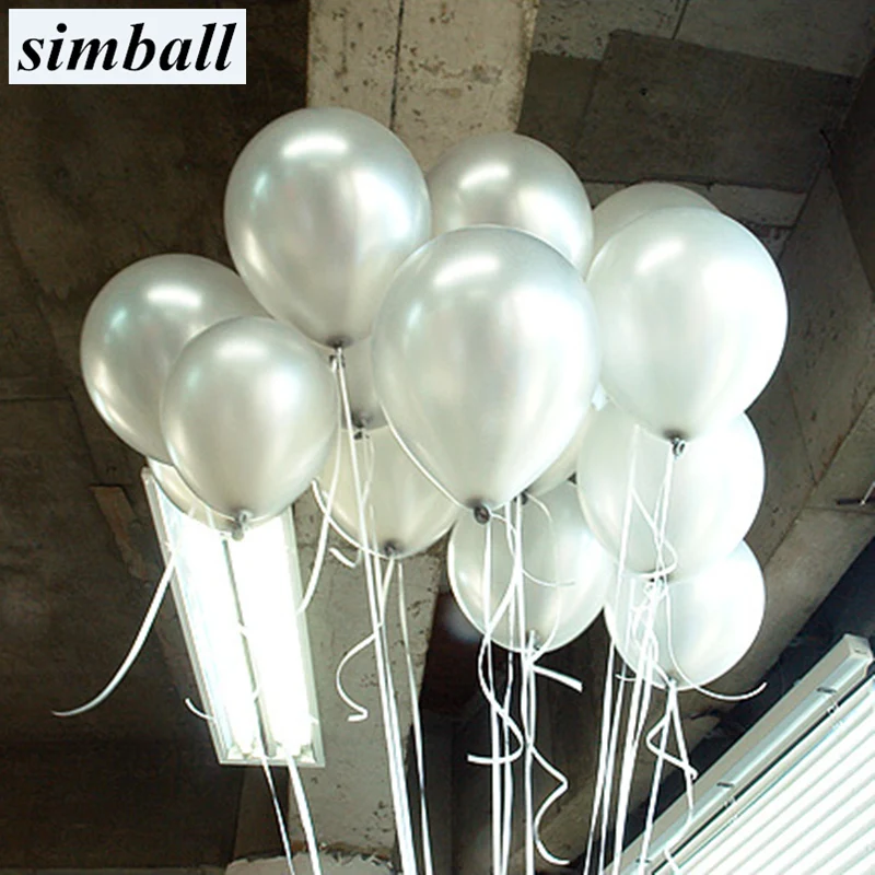

Silver Balloons 50pcs 10inch Latex Pearl Balloons Inflatable Wedding Decoration Air Balls Happy Birthday Party Balloons Supplies