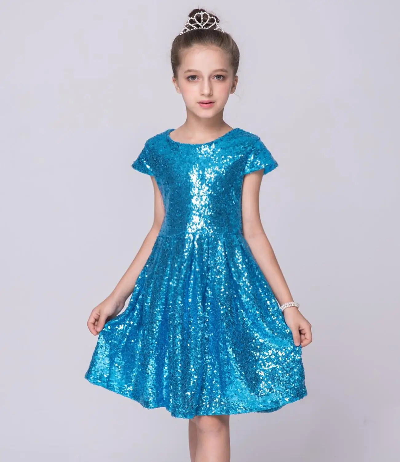 Carters roupas infantis menina vestido infantil/детское летнее платье вечерние длинные Детские платья с блестками для девочек на свадьбу - Цвет: blue