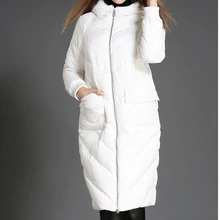 Стильное зимнее пуховое пальто с большим карманом, теплое пуховое пальто для женщин, длинное зимнее пальто