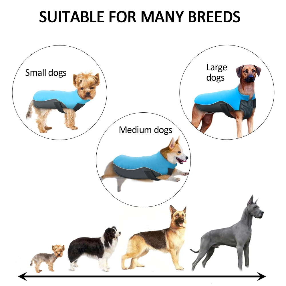 Водонепроницаемый жилет-одежда для собак, куртка, теплая Светоотражающая Одежда для питомцев, зимнее пальто для щенков для маленьких, средних и больших собак, чихуахуа, питбуля