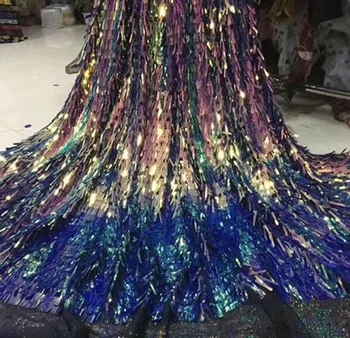 

royal blue African Lace Fabric High Quality African Tulle Lace Fabric With Sequins Velvet French Net Lace For Women Dress