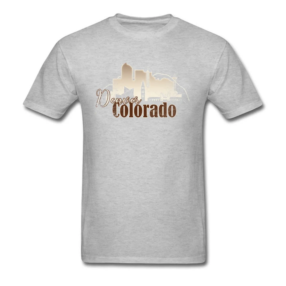 Tops Shirts Denver Colorado Grunge Skyline Summer/Autumn Short Sleeve Cotton Round Collar Mens T Shirt Printed Tee Shirts Funky Denver Colorado Grunge Skyline grey