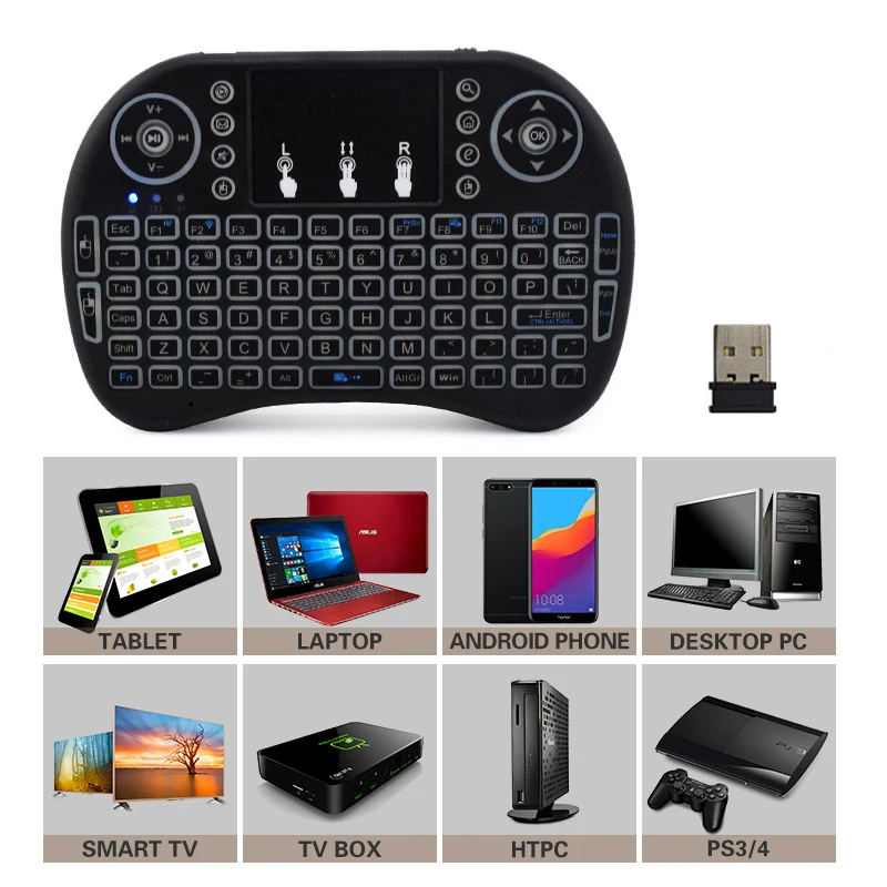 

Arabic Remote Control Air Mouse Backlight Mini Keyboard I8 with Touchpad Spanish Russian English for Computer Android TV BOX