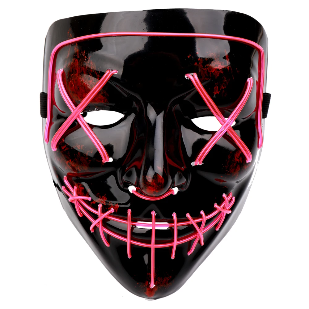

Halloween Mask Cold Light Flash Grimace Fluorescent Scary Mask with Controller Glow In The Dark Horror Party Decoration LED Mask