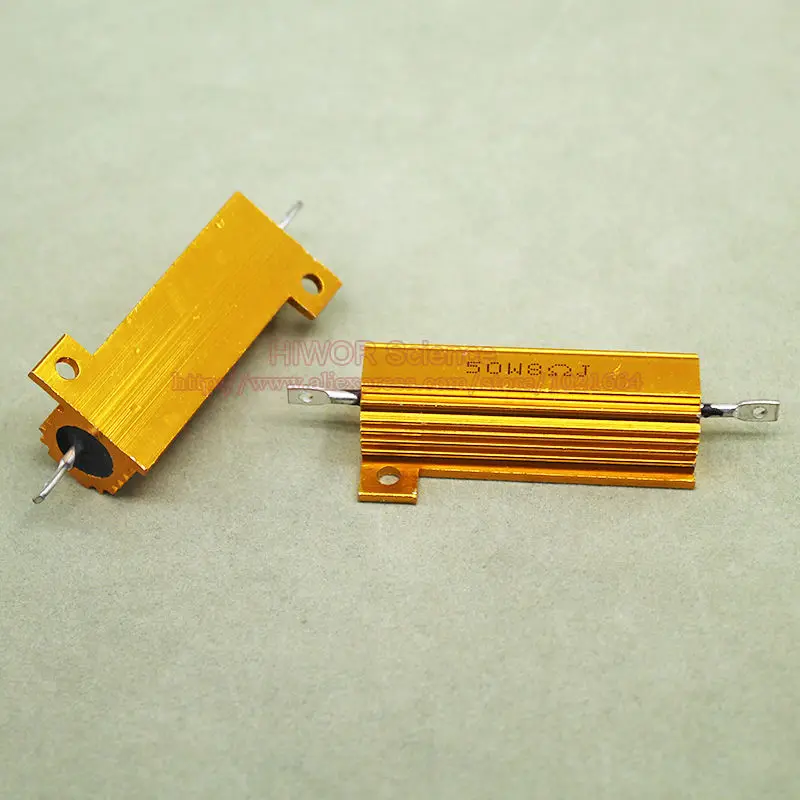 

(2pcs/lot) RX24 8 Ohm 8R 50W 50Watts Aluminium Housed High Power Resistor Metal Shell Heatsink Resistor 8ohm Resistance