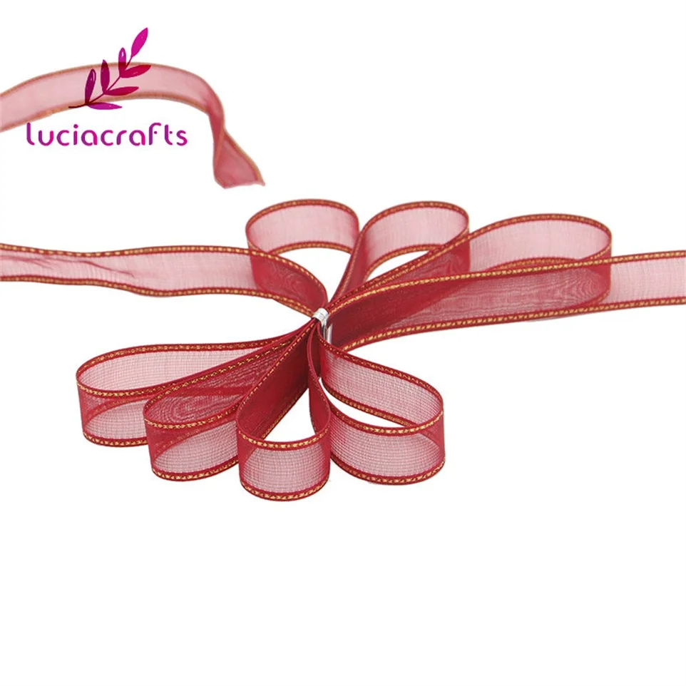 Lucia crafts 10 ярдов/партия 10 мм ленты из органзы для украшения свадебной вечеринки DIY Швейные подарочные упаковочные материалы аксессуары 040044119