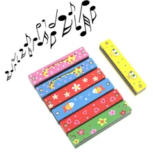 Wooden Painted Harmonica Children Kids Musical Instrument Educational Music Toy #K4UE# Drop Ship