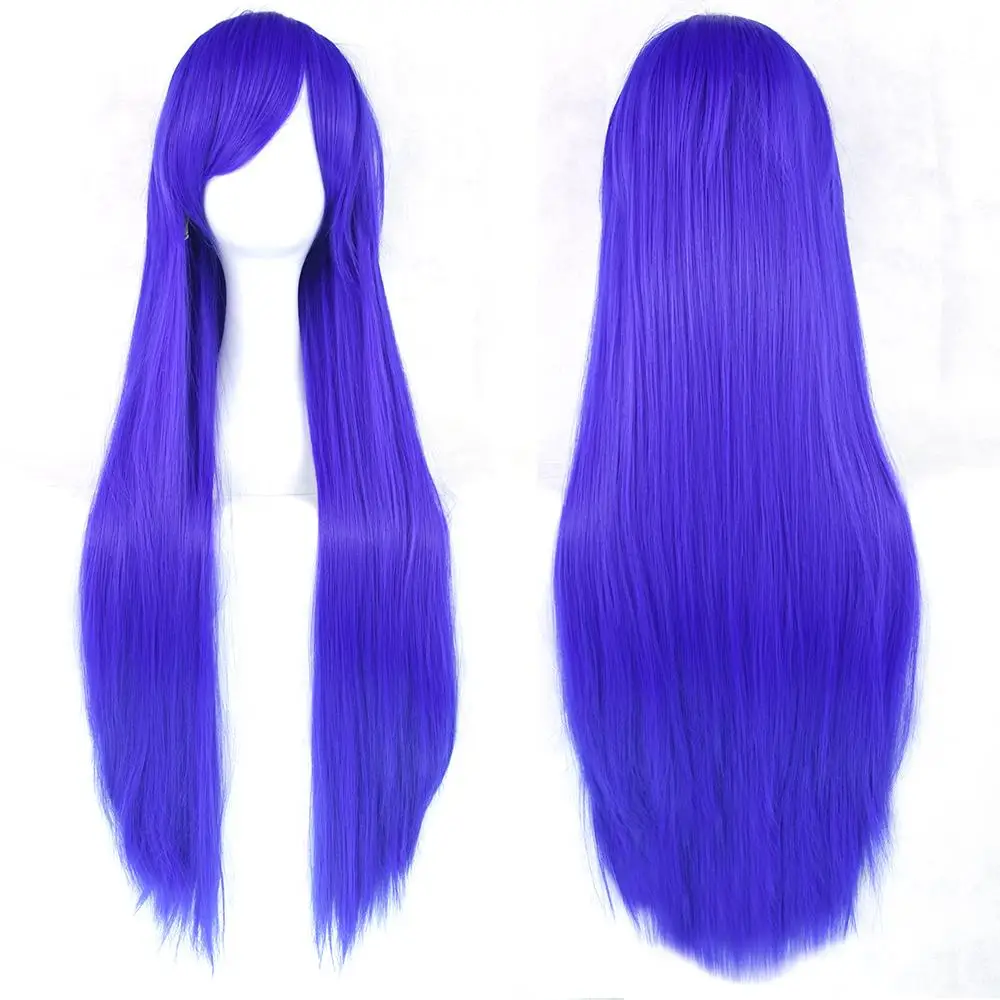 Beli Soowee 24 Warna 80 cm Panjang Rambut Wig untuk Wanita Tahan Panas Serat Sintetis Sopak Pink Abu abu Lurus Cosplay Wig