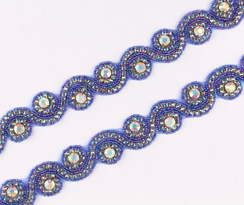 10 двор недавно ручной работы Синие Свадебные Кристалл Rhinestone Аппликация отделка двор Роскошные исправление бисером Отделка для DIY девушка украшения