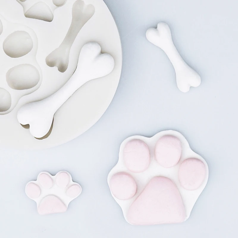 

HOHOBLANC Dog bones dog foot print chocolate Party cake decorating tools DIY baking fondant silicone mold handmade soap mould