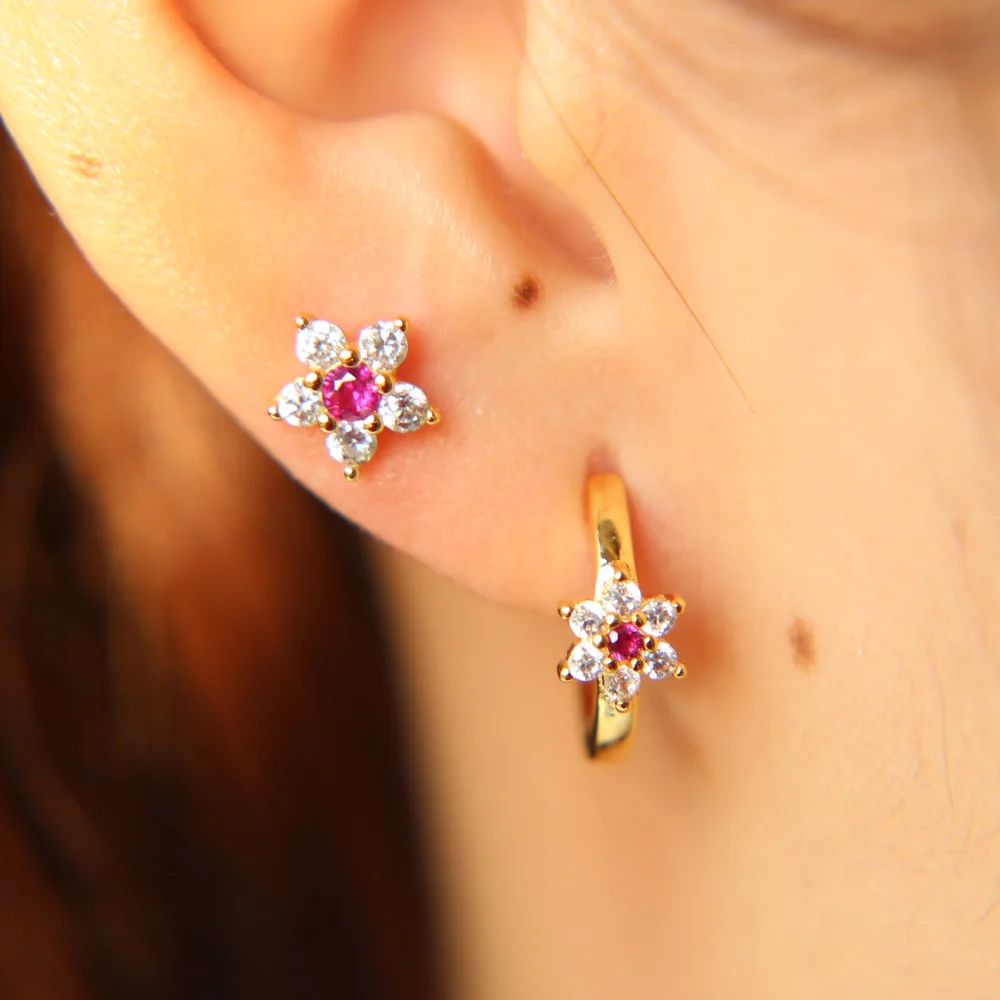 Распродажа Orecchini серьги Aros Delicate Cute Cz Flower крошечные мини минималистичные Женские Подарочные серьги-кольца Висячие высокое качество