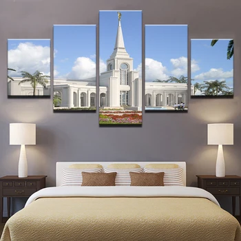

HD Prints Canvas Poster Framework Living Room Home Decor 5 Piece Beautiful Fort Lauderdale Painting Wall Art Lds Temple Pictures