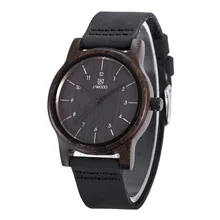 2016 New Wooden Watch Mens Luxury Brand Round Wood Case Elegant Men Quartz Wrist Gift Dress