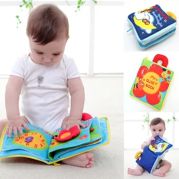 12 pages Soft Cloth Baby Boys Girls Books Rustle Sound Infant Educational Stroller Rattle Toys For Newborn Baby 0-12 month