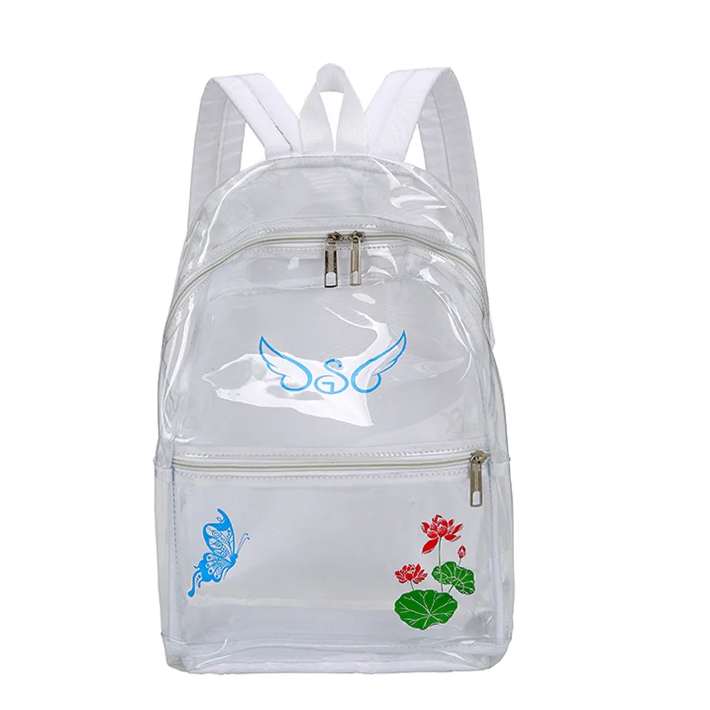 

CONEED Fashion Lady Print Transparent Leather Beach Bag Backpack Girl Plastic Transparent School Bag Women Shoulder Bag Oc11 40