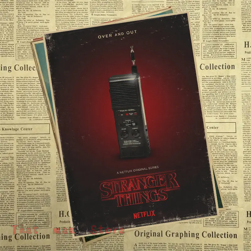 Наклейка на стену очень странные дела 42 х30 см|wall sticker|poster retroretro poster |