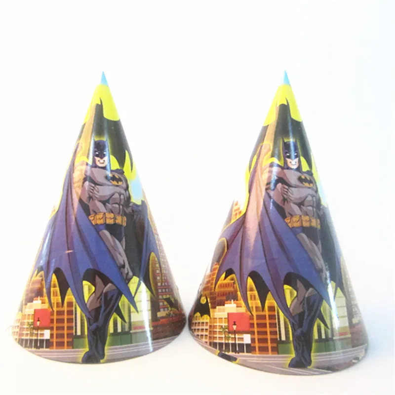 batman 6 шт./лот бумажные шляпы с героями мультфильмов на день рождения бумажные шляпы с героями мультфильмов шапки для вечеринок на день рождения для детей вечерние шапки на день рождения - Цвет: batman